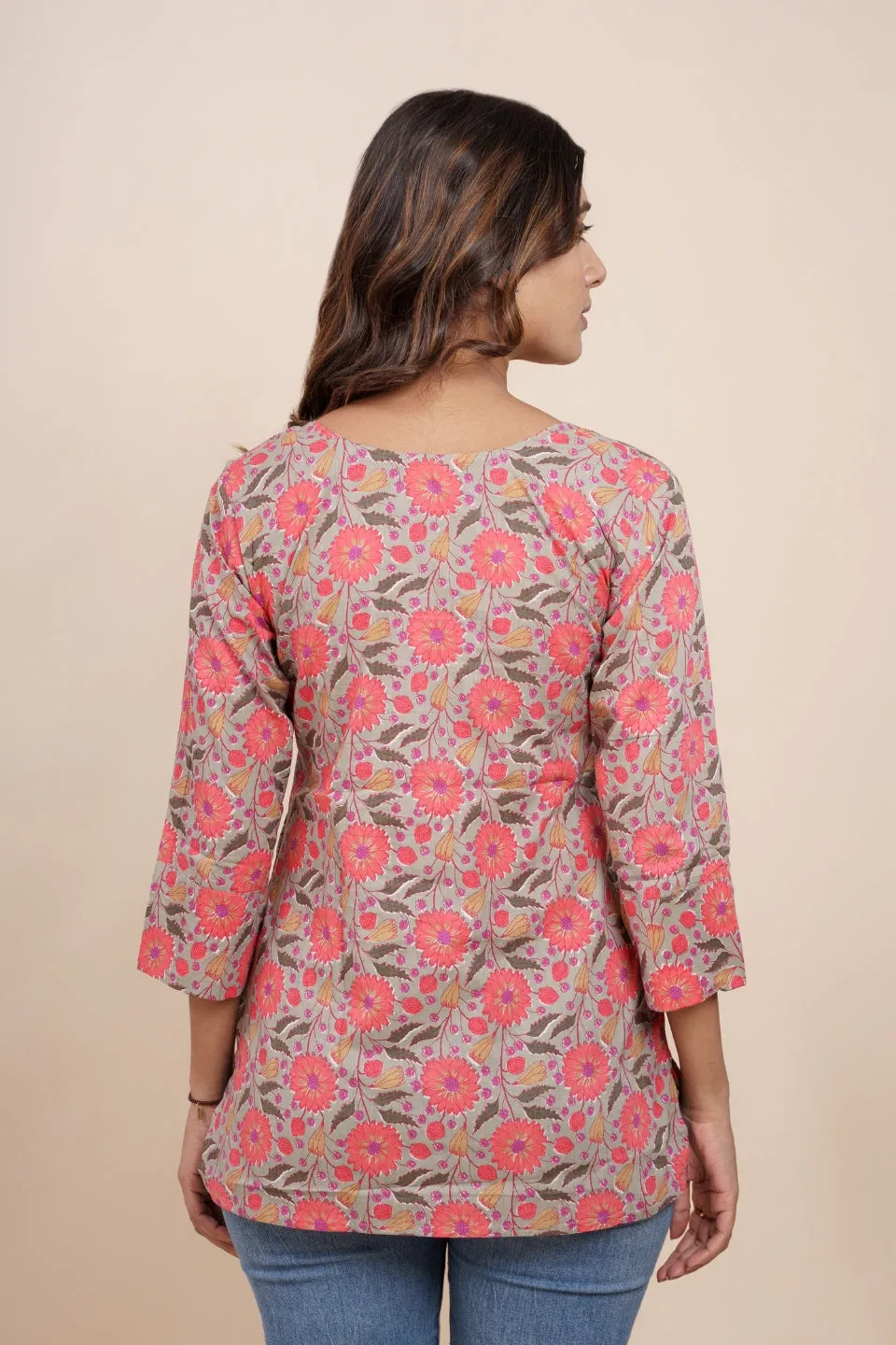 Ekisha's women multicolor beautiful designer floral printed cotton tunic top short kurti