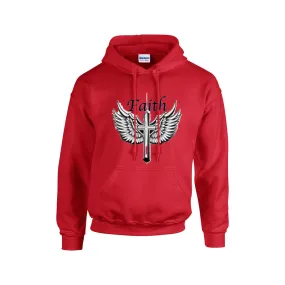 FAITH CROSS WITH WINGS Hoodie For The USA |Gildan 18500