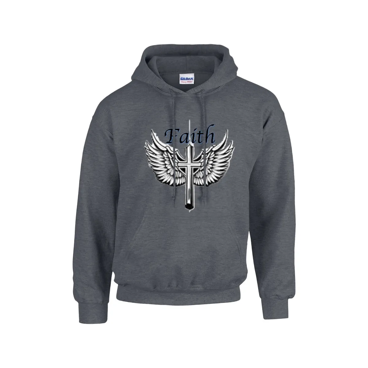 FAITH CROSS WITH WINGS Hoodie For The USA |Gildan 18500