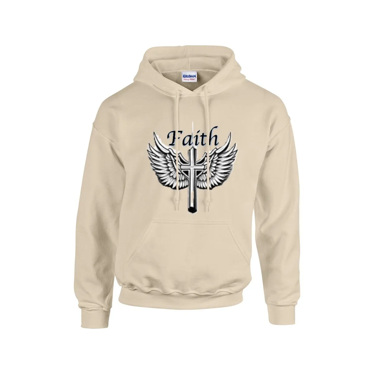 FAITH CROSS WITH WINGS Hoodie For The USA |Gildan 18500