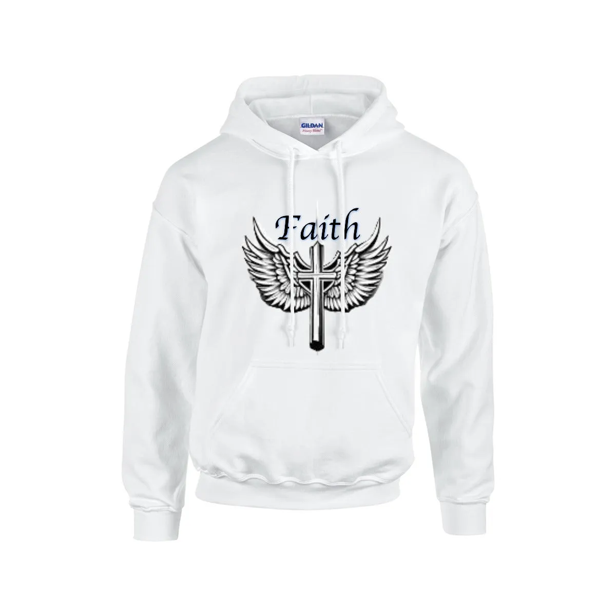 FAITH CROSS WITH WINGS Hoodie For The USA |Gildan 18500