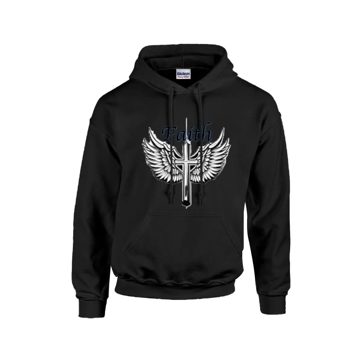 FAITH CROSS WITH WINGS Hoodie For The USA |Gildan 18500
