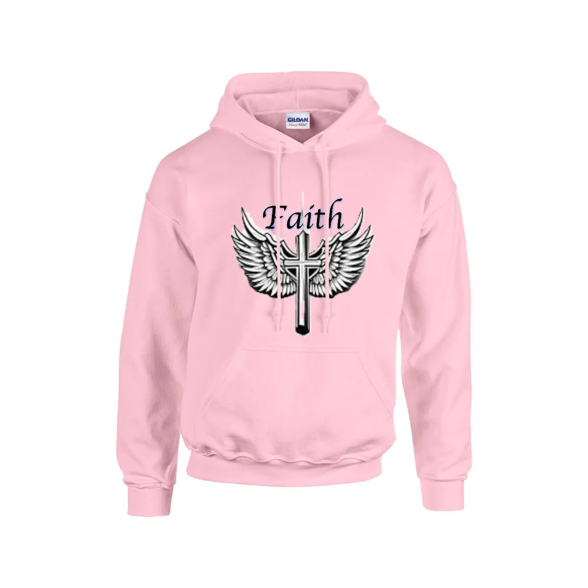 FAITH CROSS WITH WINGS Hoodie For The USA |Gildan 18500