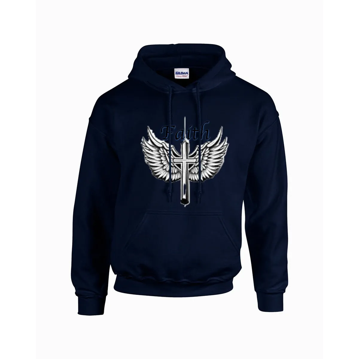 FAITH CROSS WITH WINGS Hoodie For The USA |Gildan 18500