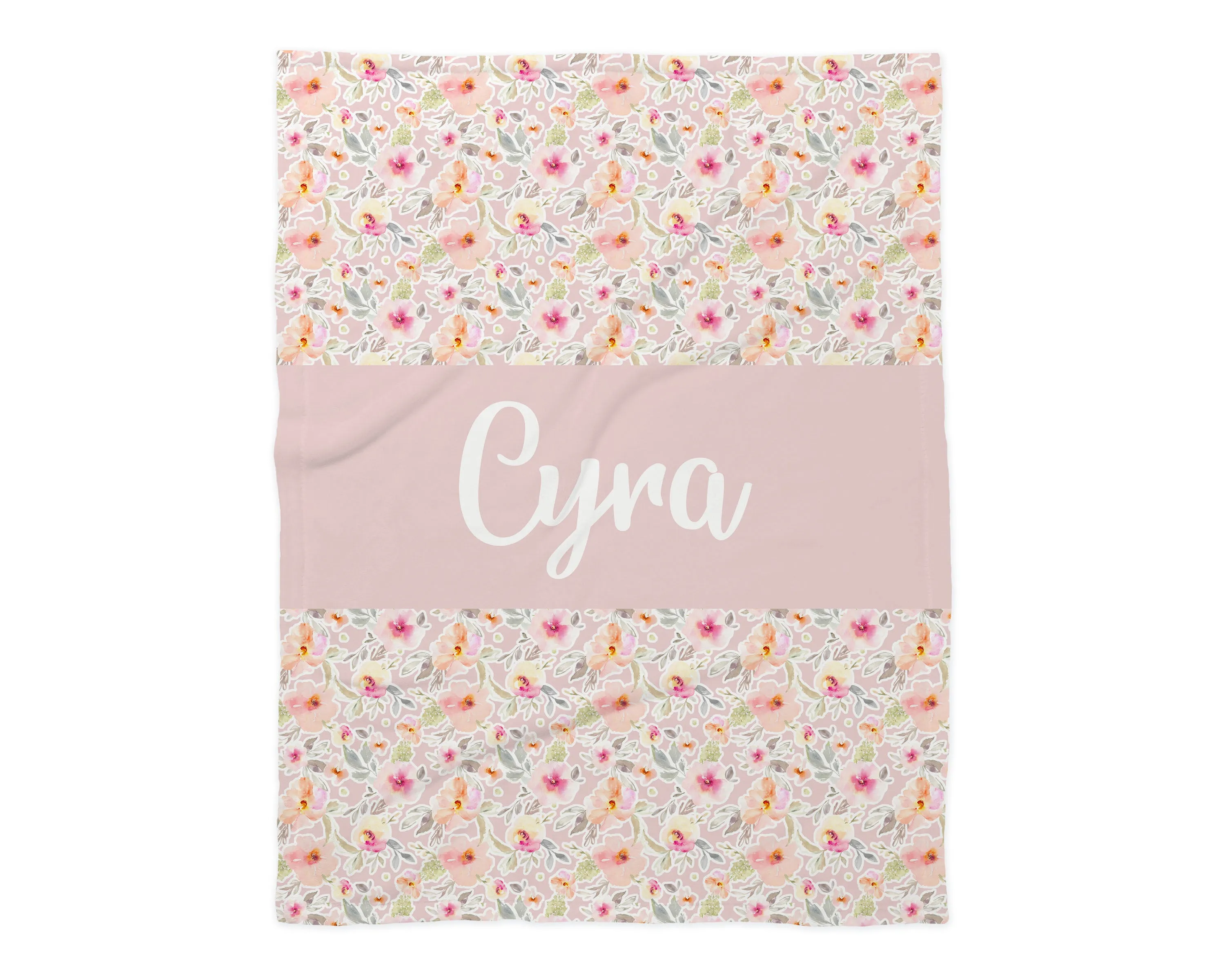 Family Name Minky Blanket - Peachy Pink Floral *Single Layer