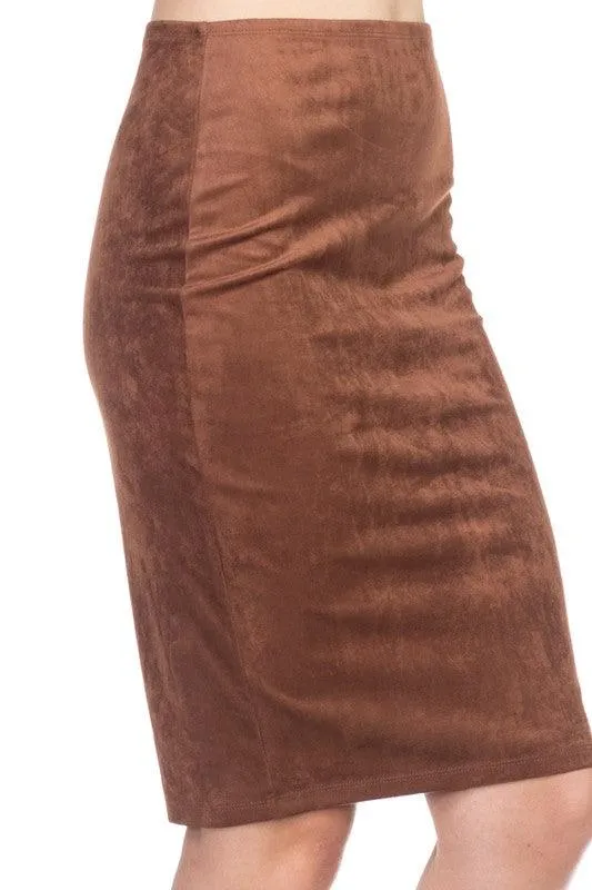Faux Suede Pencil Skirt