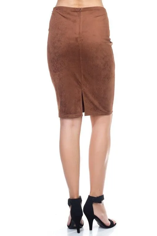 Faux Suede Pencil Skirt