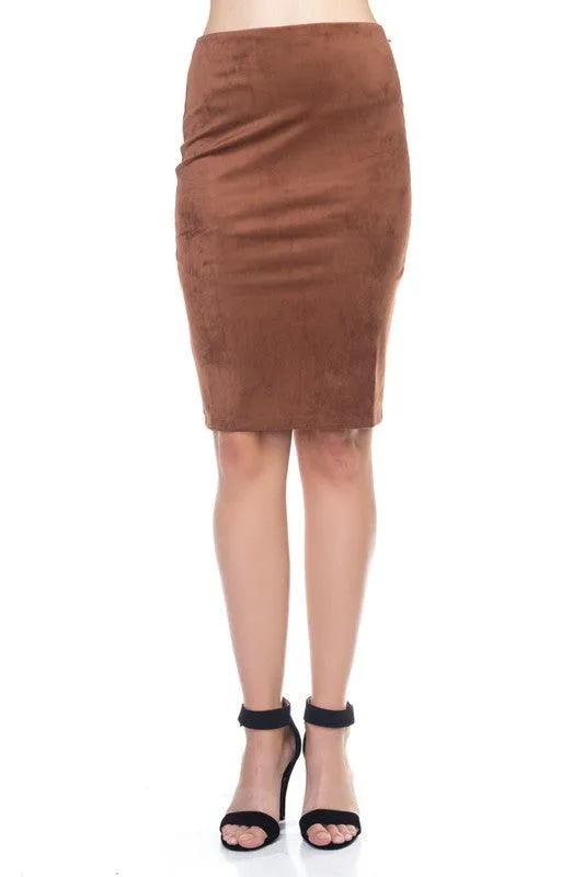 Faux Suede Pencil Skirt