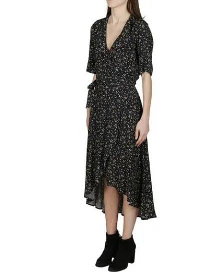 Floral Crepe Wrap Dress