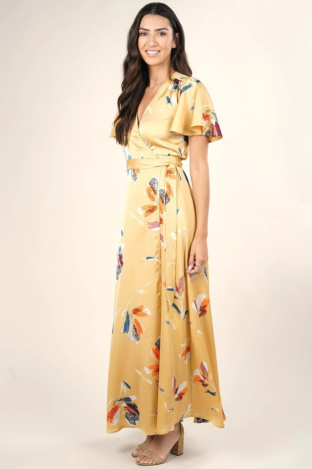 Floral Flutter Maxi Wrap Dress