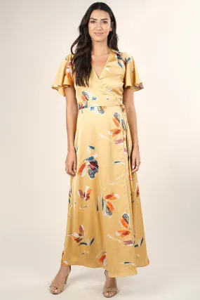 Floral Flutter Maxi Wrap Dress