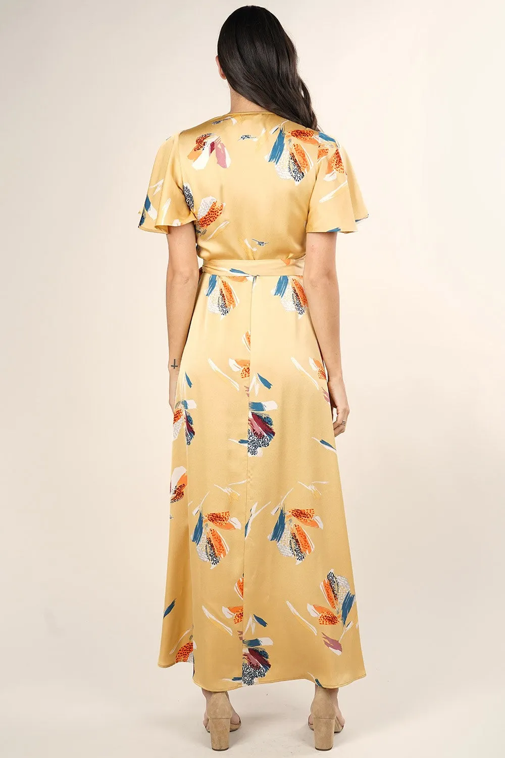 Floral Flutter Maxi Wrap Dress