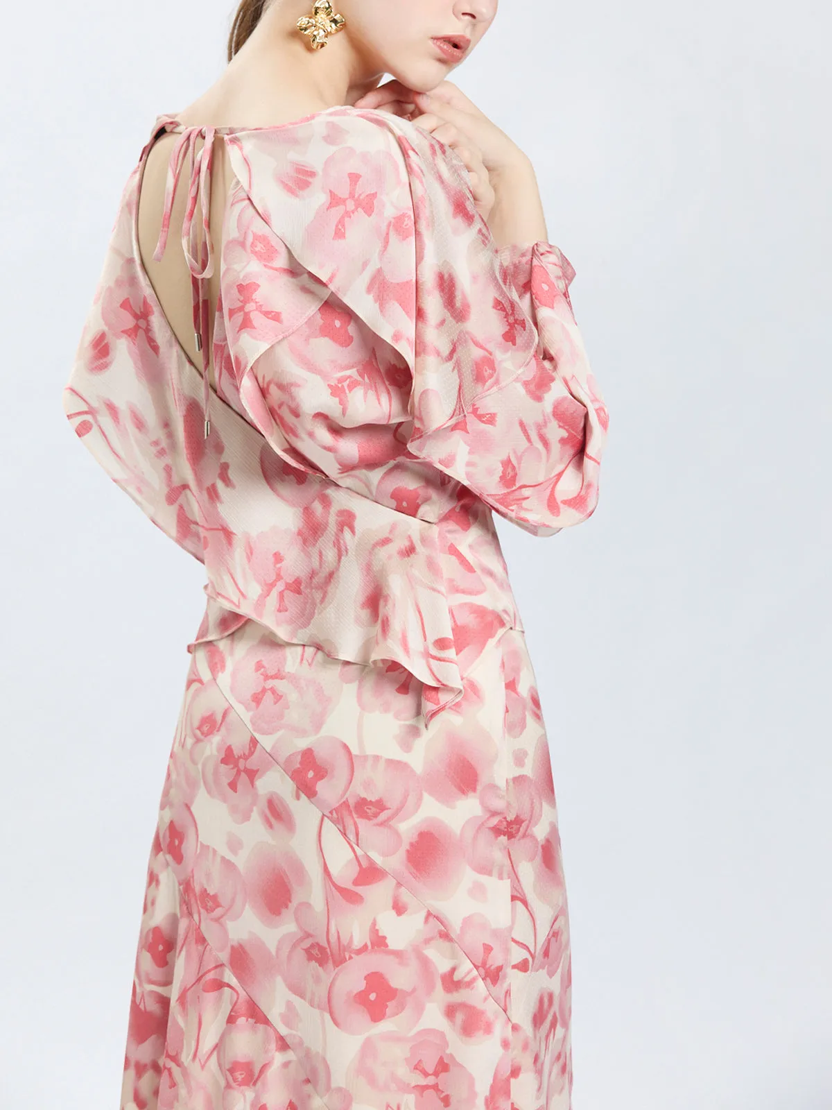 Floral Print Flounce Layer Top