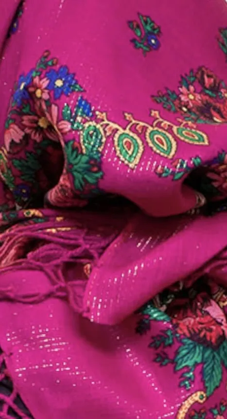 Gold Threaded  Floral Head / Neck  Kokum Scarf