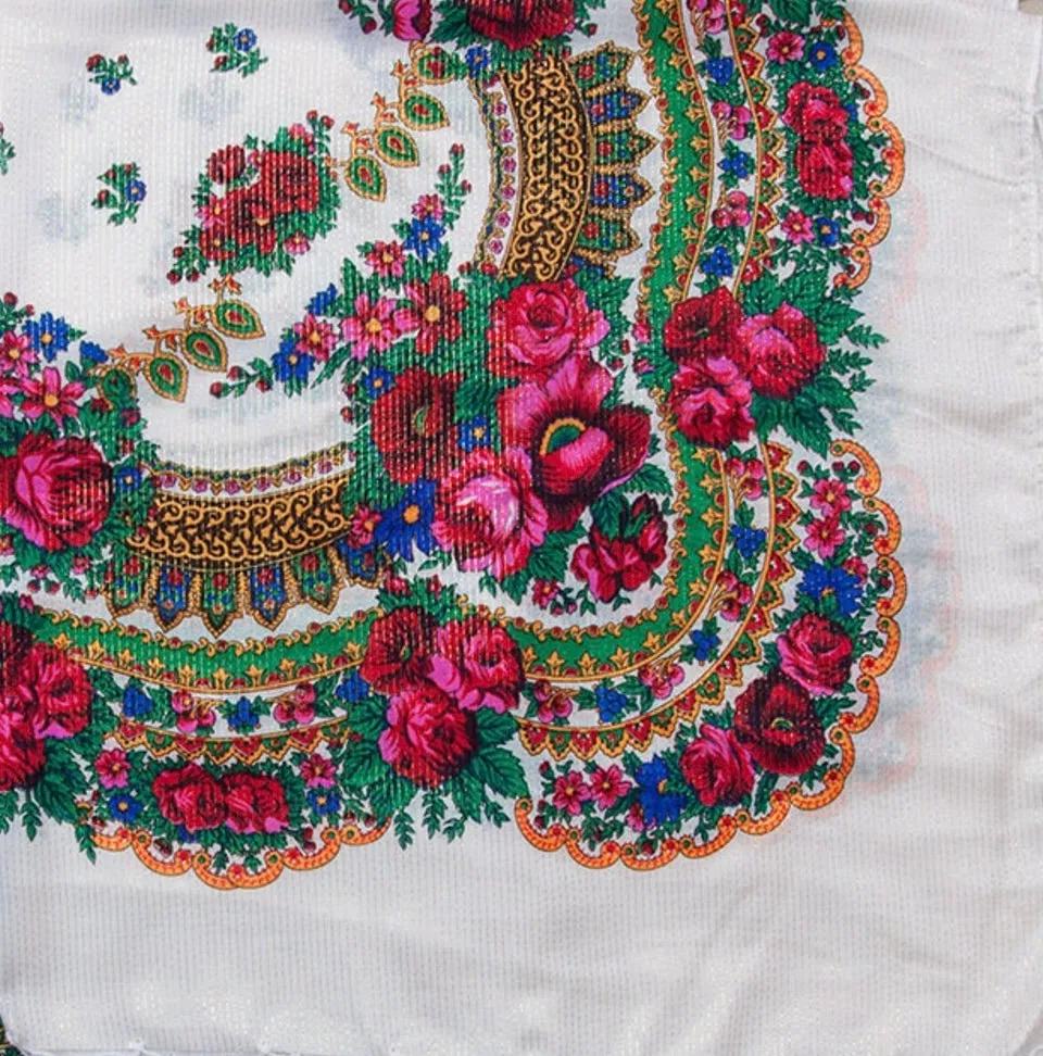 Gold Threaded  Floral Head / Neck  Kokum Scarf