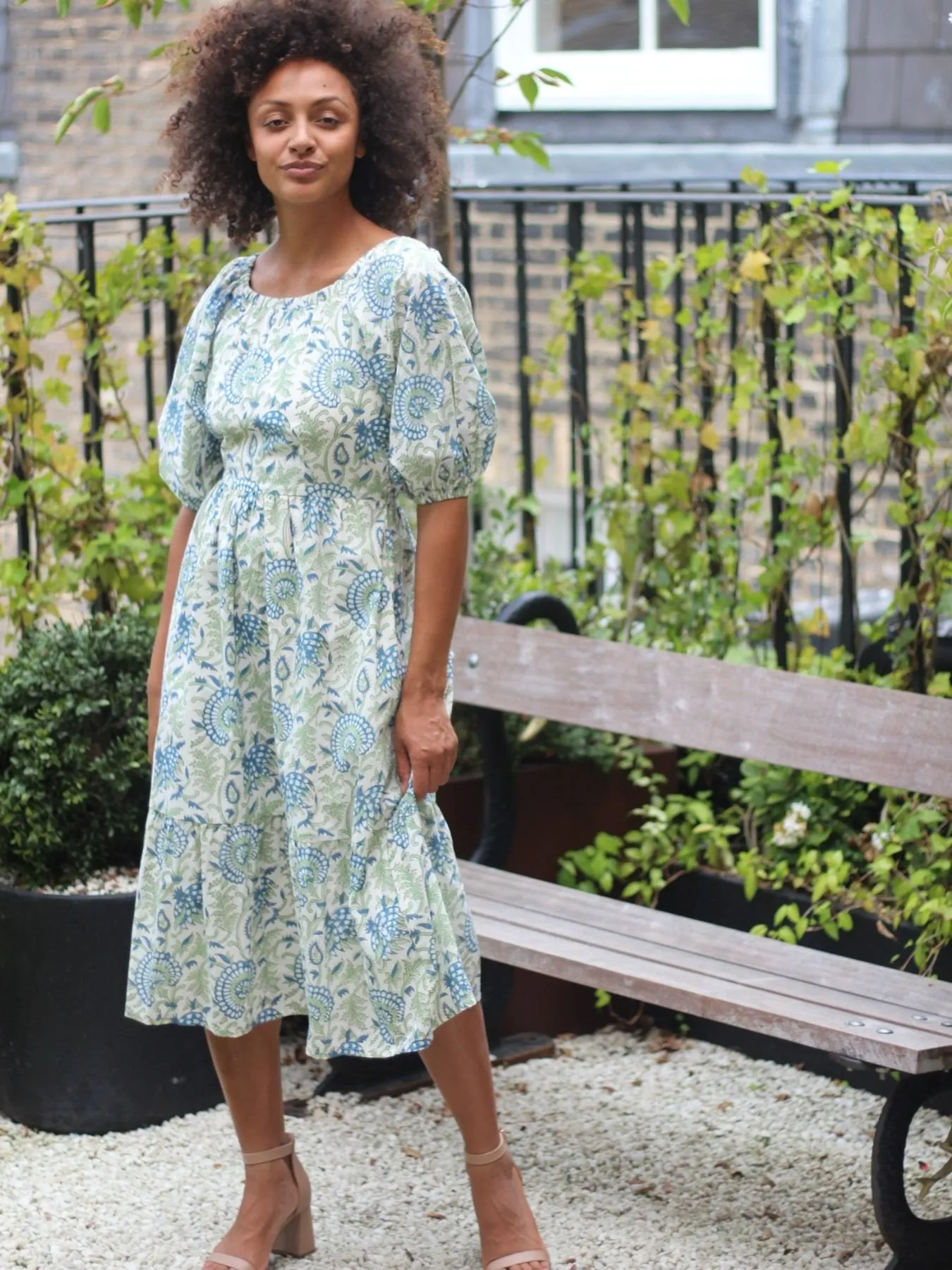 Green Floral Raglan Sleeve Midi Transformation Dress
