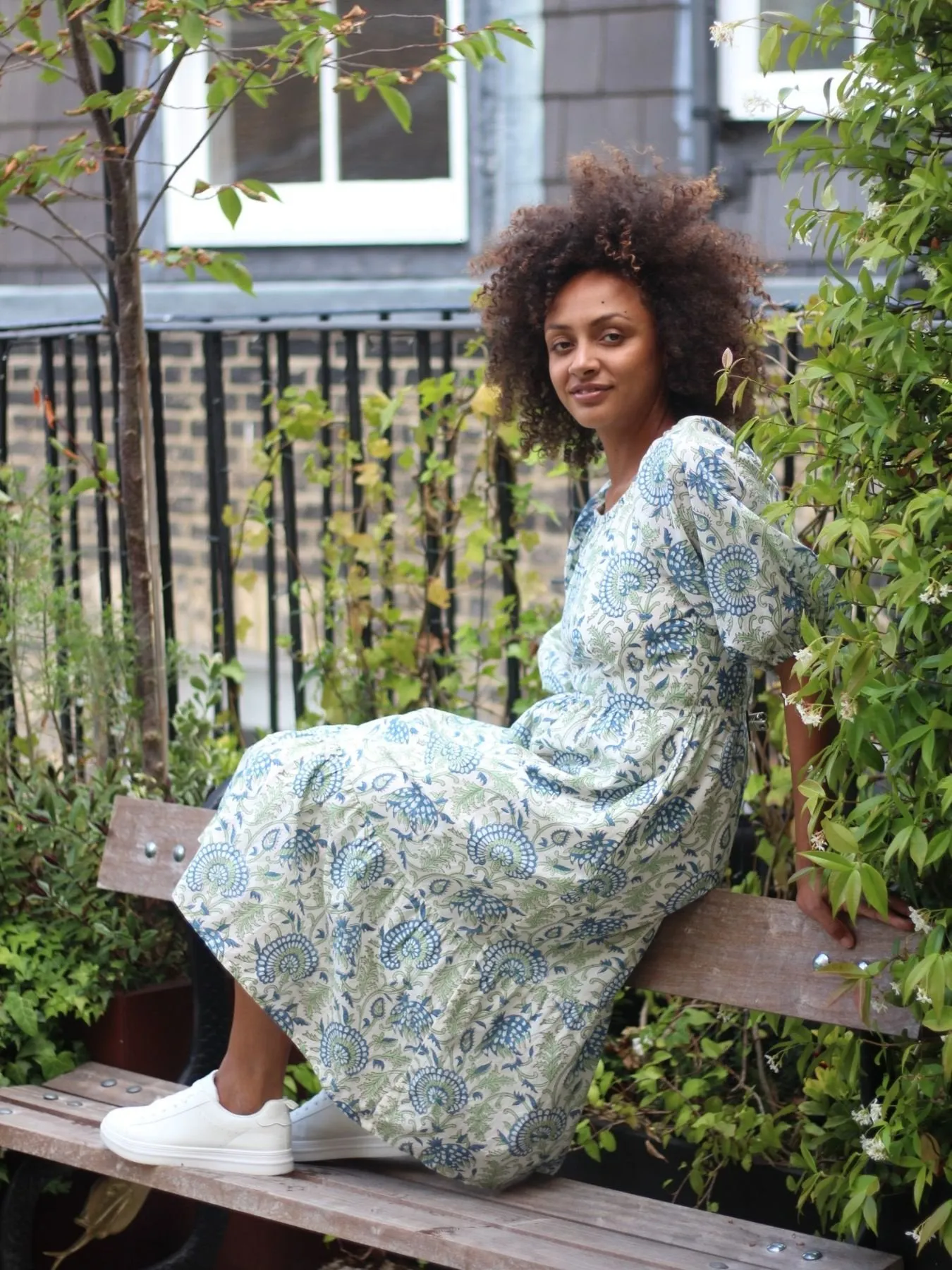 Green Floral Raglan Sleeve Midi Transformation Dress