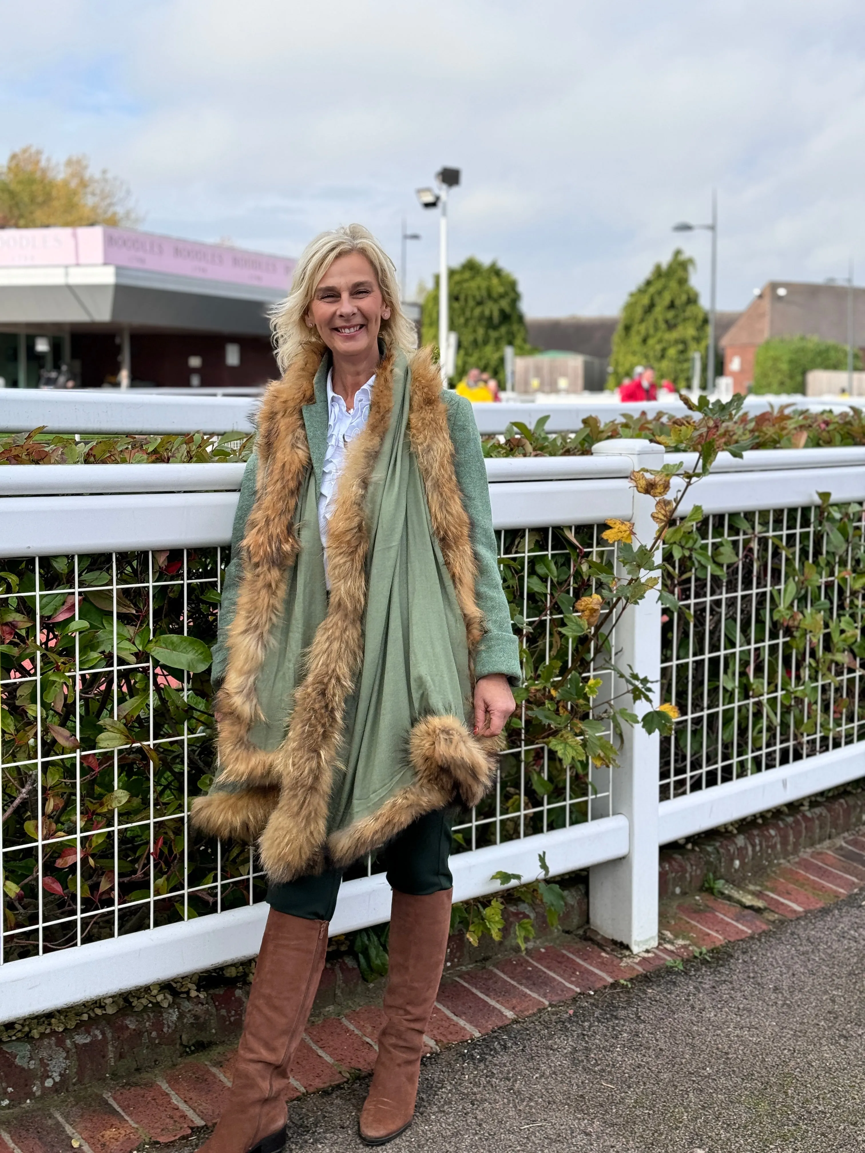 Green Fur Cashmere Wrap