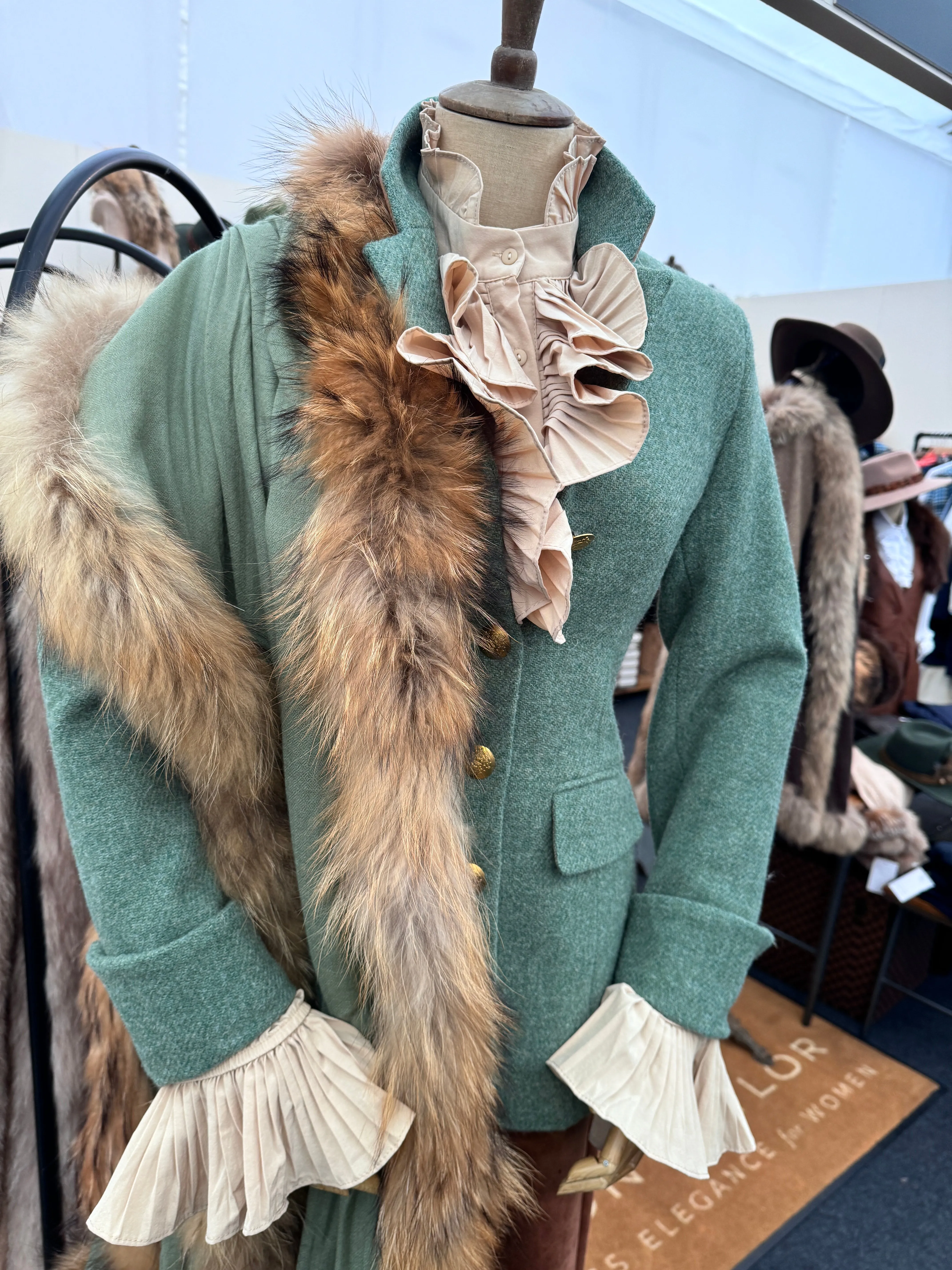 Green Fur Cashmere Wrap
