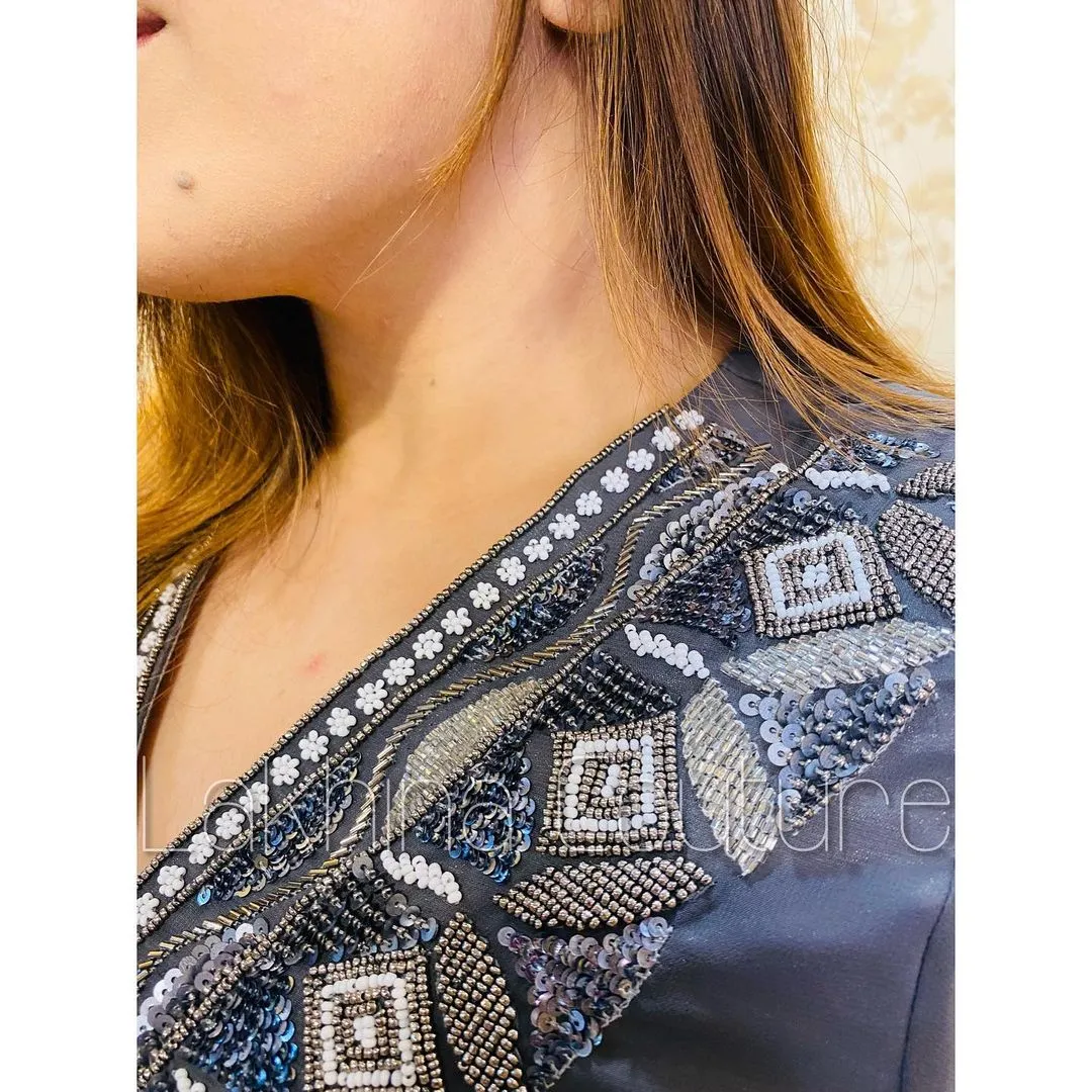 Grey Hand Embroidered Kurti