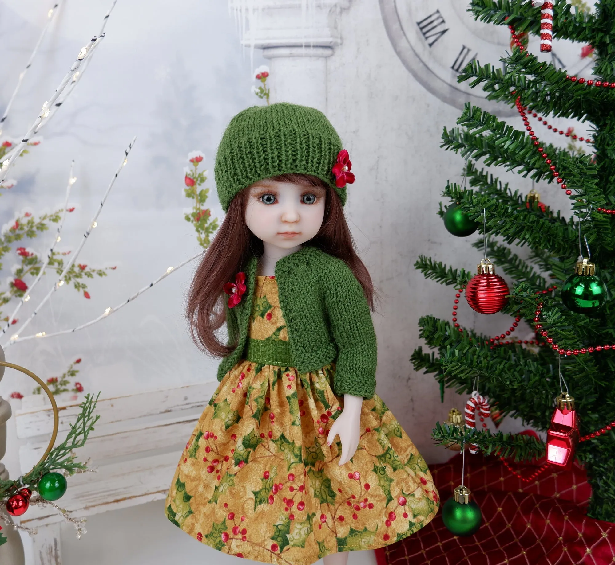 Heritage Holly - dress and sweater set with shoes for Ruby Red Fashion Friends doll