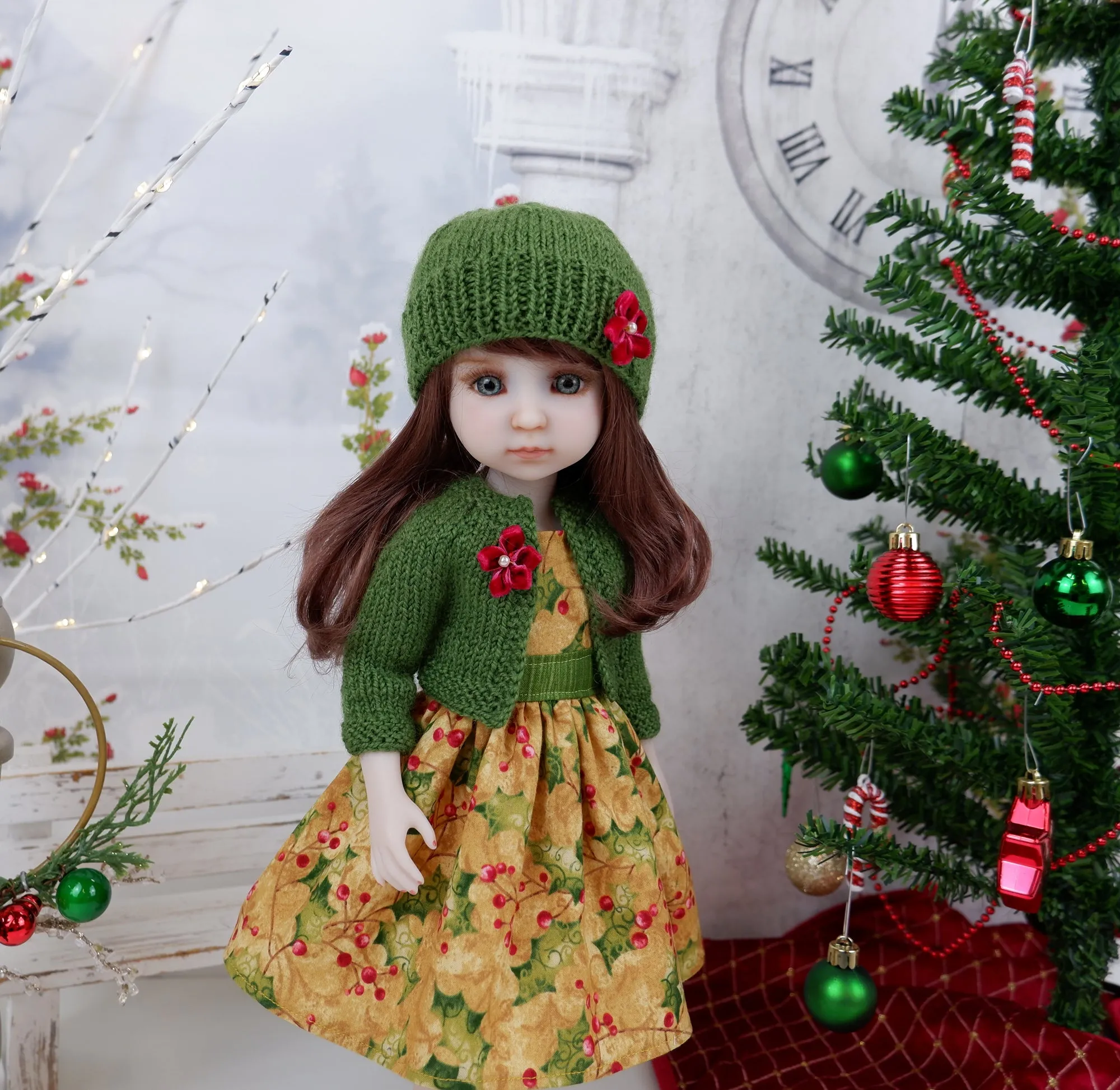 Heritage Holly - dress and sweater set with shoes for Ruby Red Fashion Friends doll
