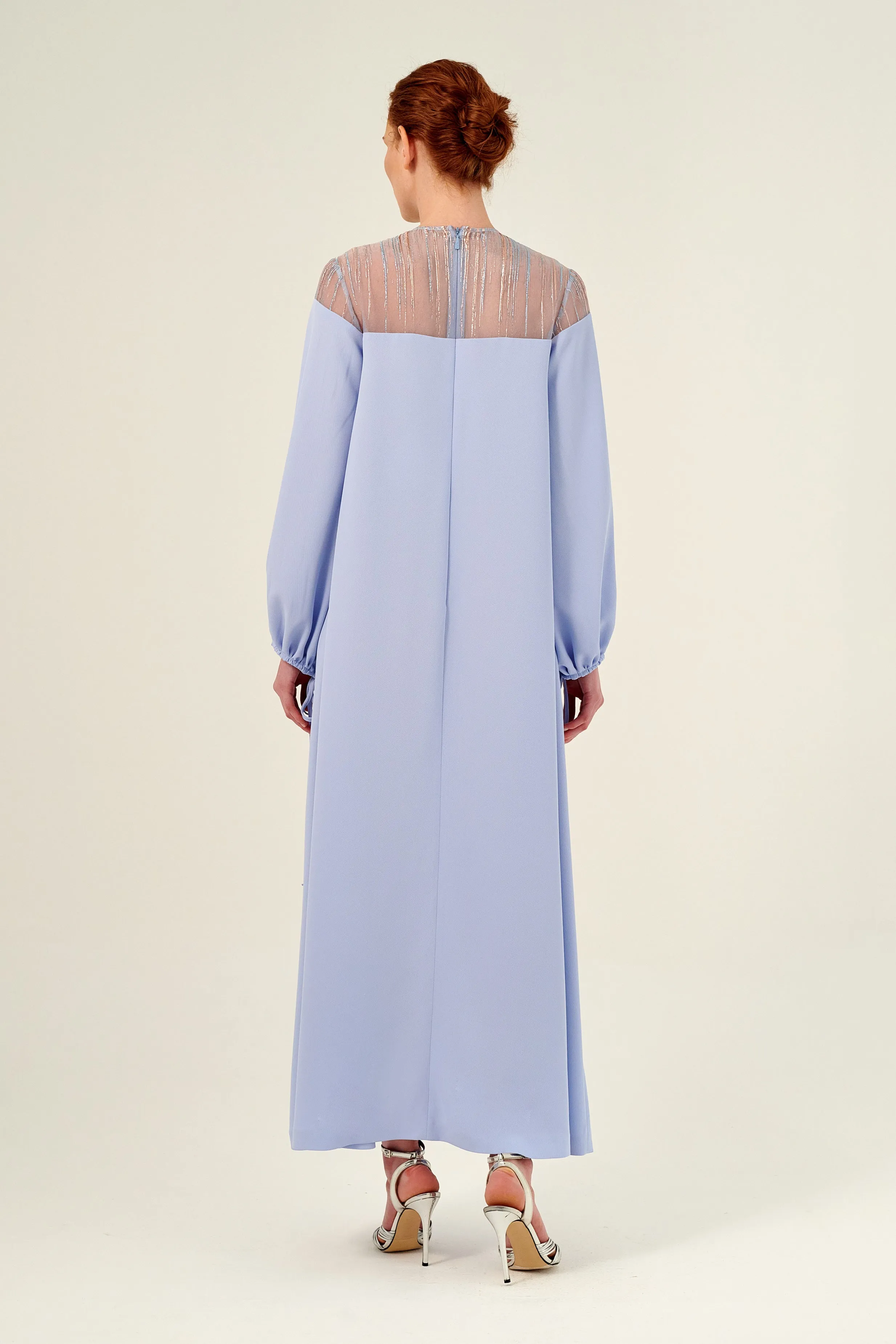High Neckline Embellished Tunic Silhouette Dress