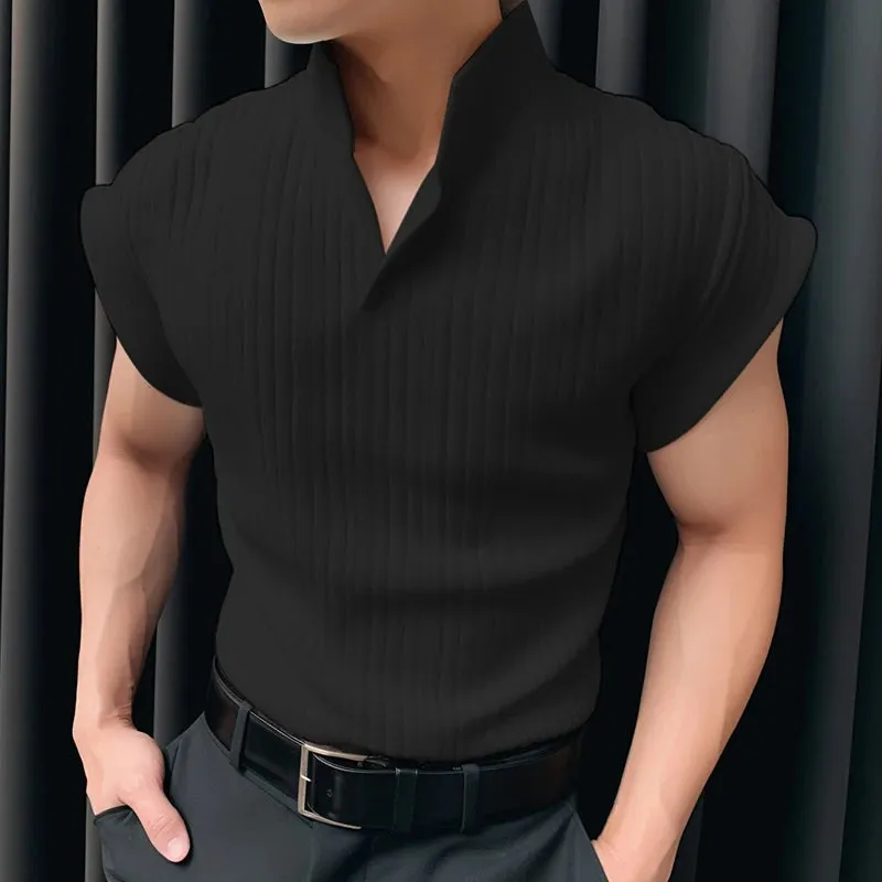 INCERUN männer T Shirt Gestrickte Einfarbig Revers Kurzarm Casual Männer Kleidung Sommer Streetwear 2024 Mode T Tops s-5XL