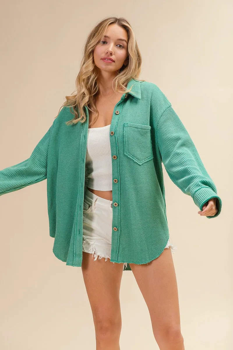 IT1835G-01 | PATCH POCKET CUT EDGE DETAIL WASHED SHIRT