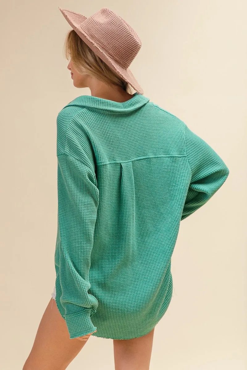 IT1835G-01 | PATCH POCKET CUT EDGE DETAIL WASHED SHIRT