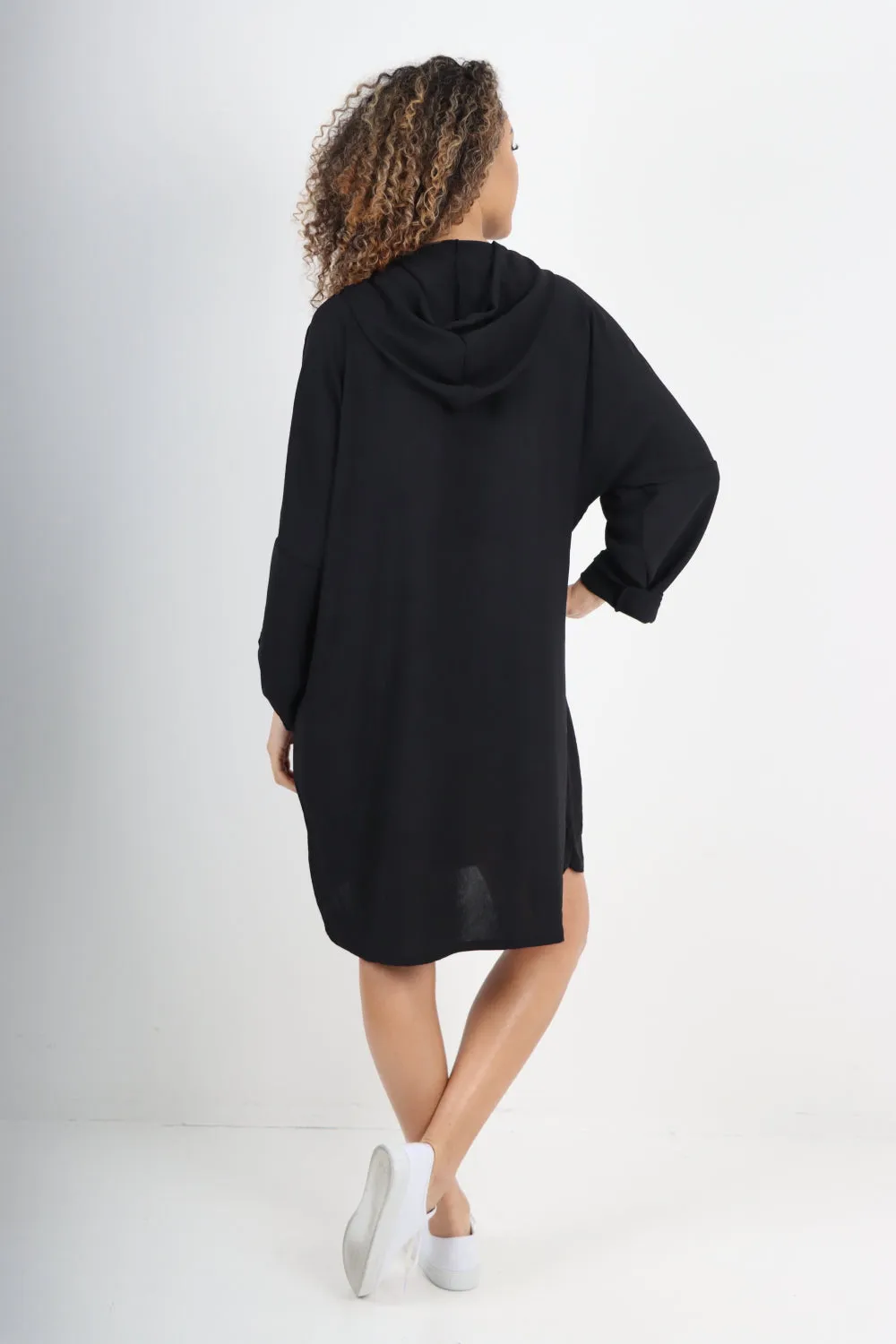 Italian Printed Foil Heart Hooded Tunic Top
