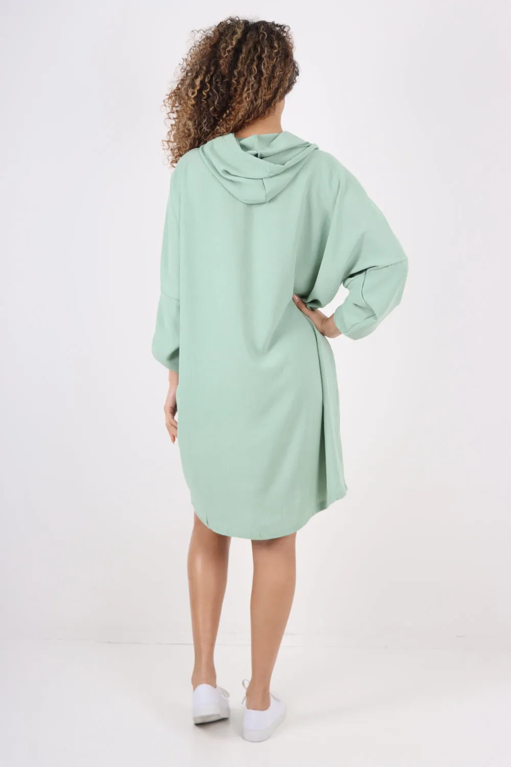 Italian Printed Foil Heart Hooded Tunic Top