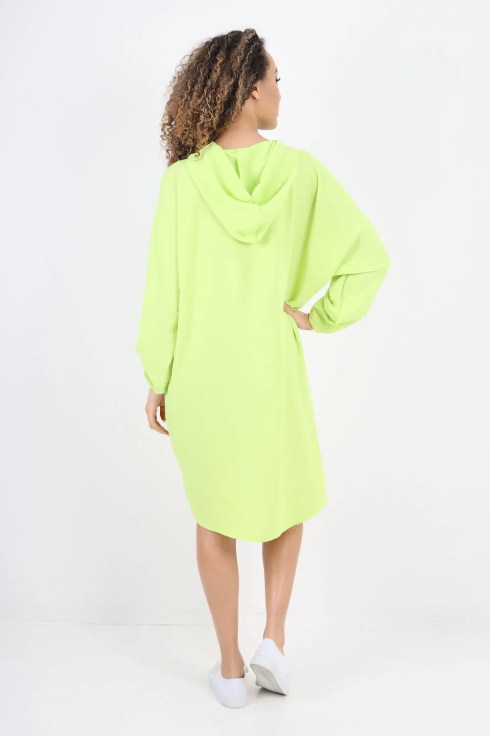 Italian Printed Foil Heart Hooded Tunic Top