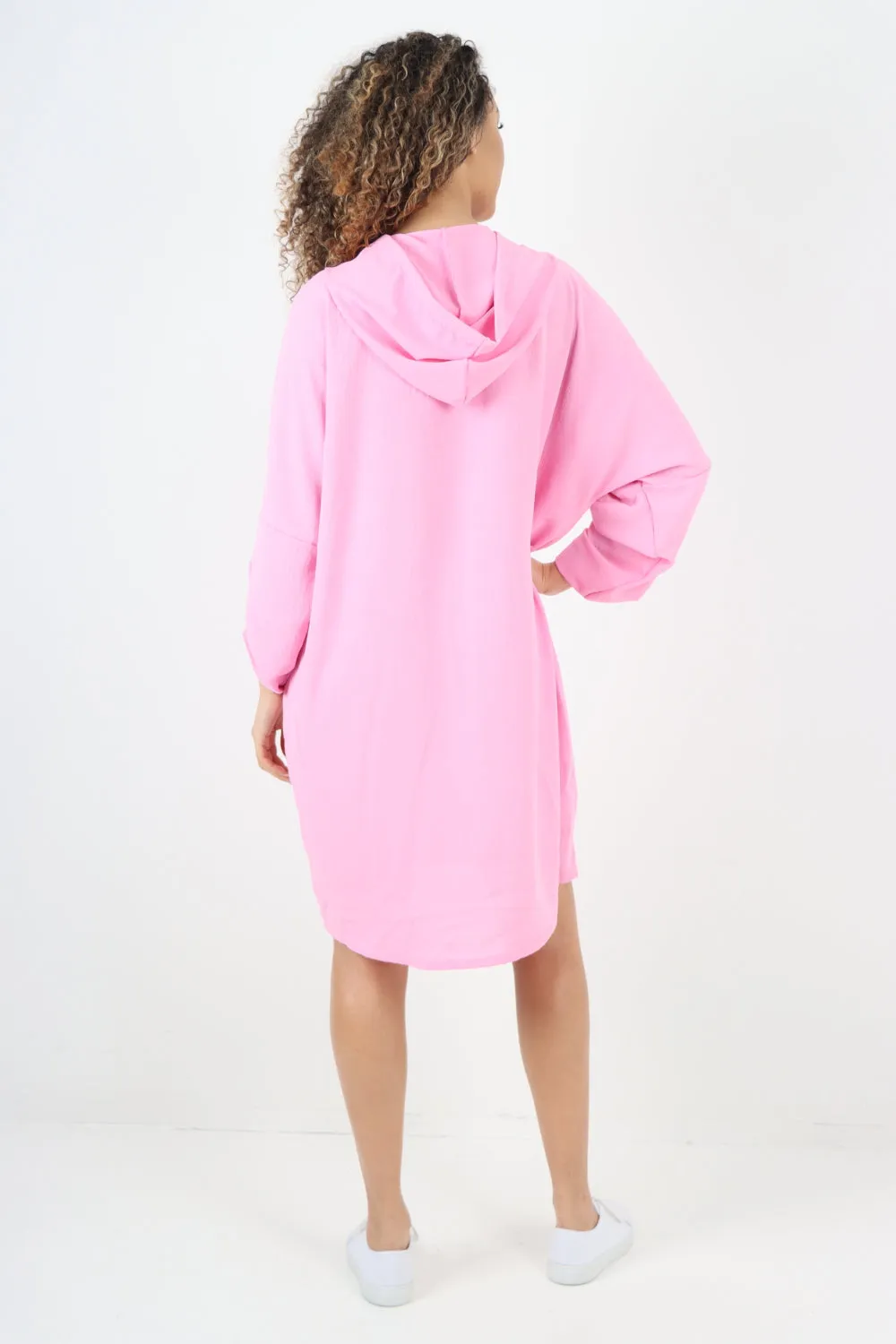 Italian Printed Foil Heart Hooded Tunic Top
