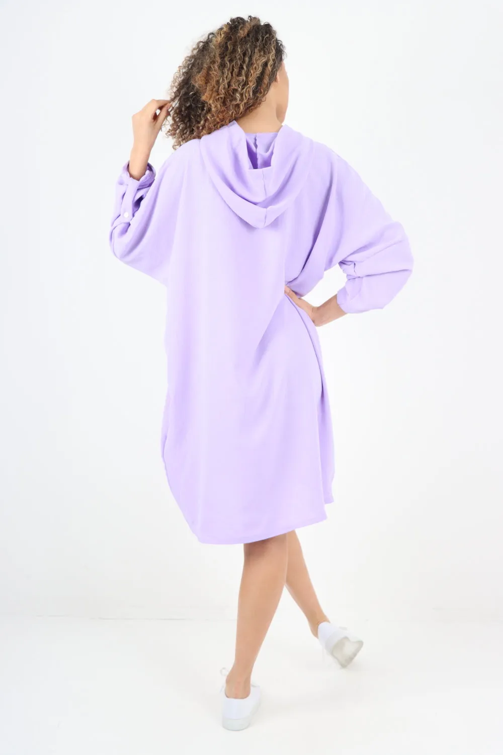 Italian Printed Foil Heart Hooded Tunic Top