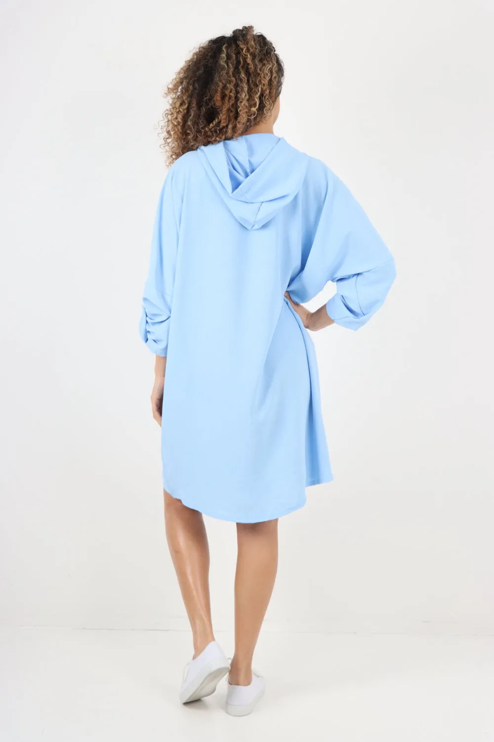 Italian Printed Foil Heart Hooded Tunic Top
