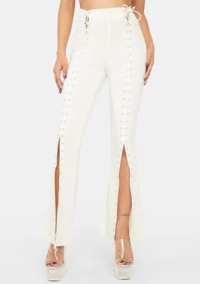 Ivory Caught Up In You Lace Up Pants