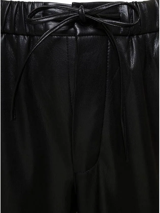 'Jain' Black Pants With Drawstring In Faux Leather Man