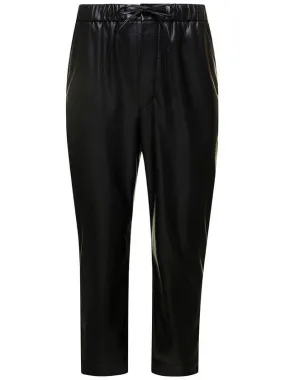 'Jain' Black Pants With Drawstring In Faux Leather Man