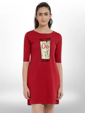Johnny Printed Three quarter Sleeve T-shirt Side Pocket For Women's
