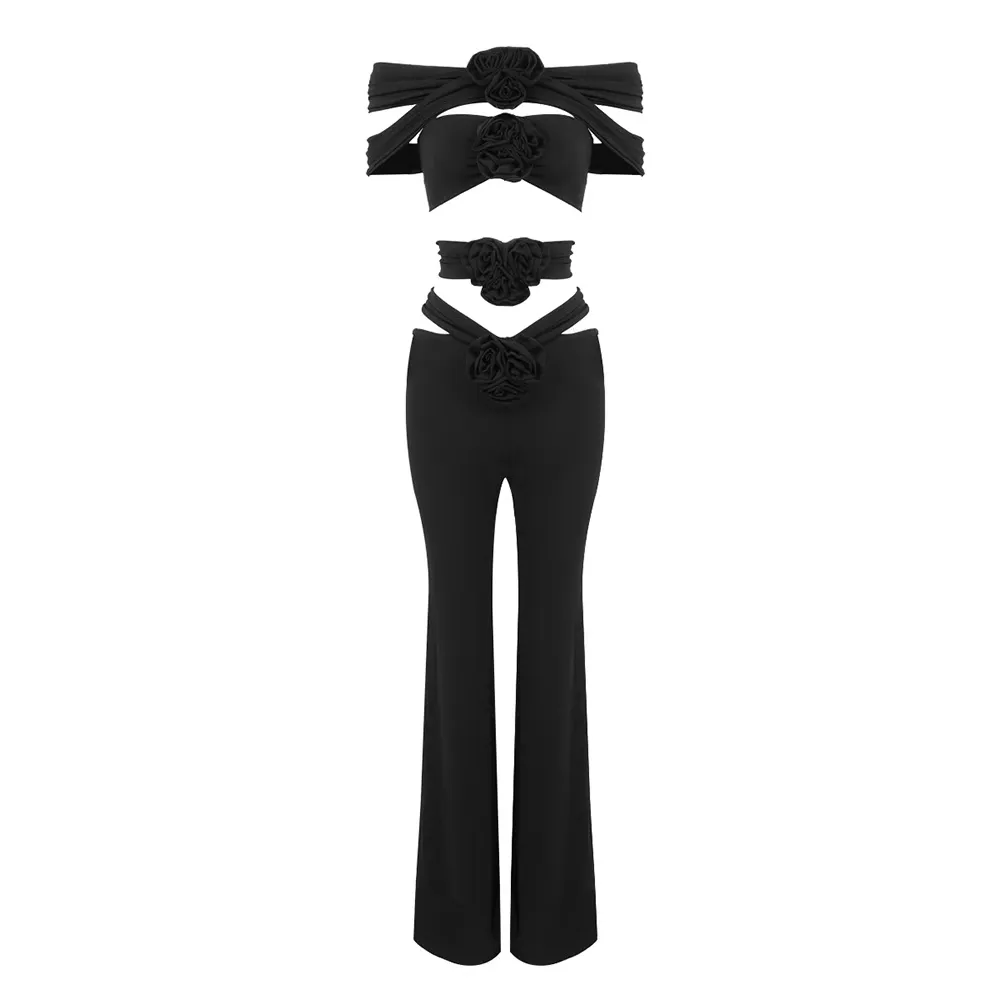 KEROC Flower Cami Top And Flared Pants