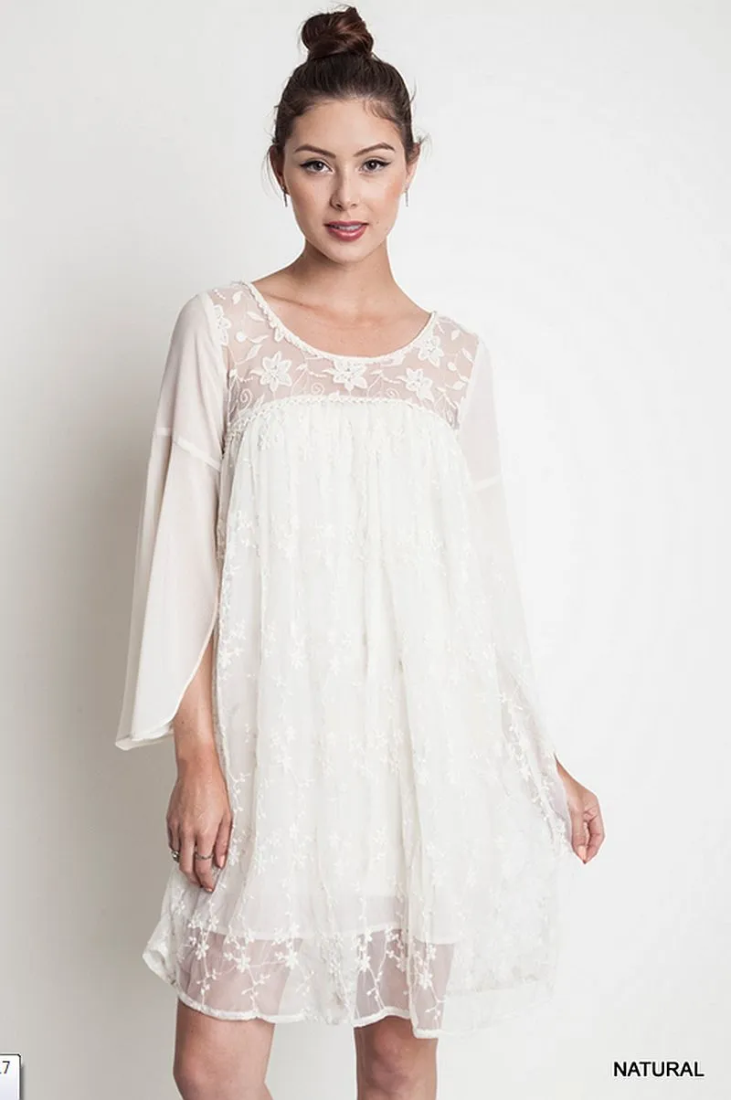 Lace Baby Doll Tunic Dress, Natural