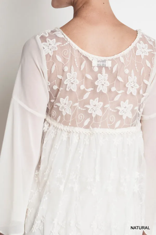 Lace Baby Doll Tunic Dress, Natural