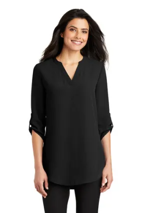 Ladies 3/4-Sleeve Tunic Blouse - Black
