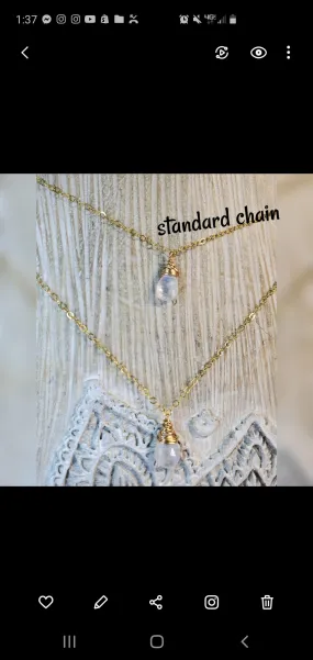 Layered Moonstone Drop Necklace