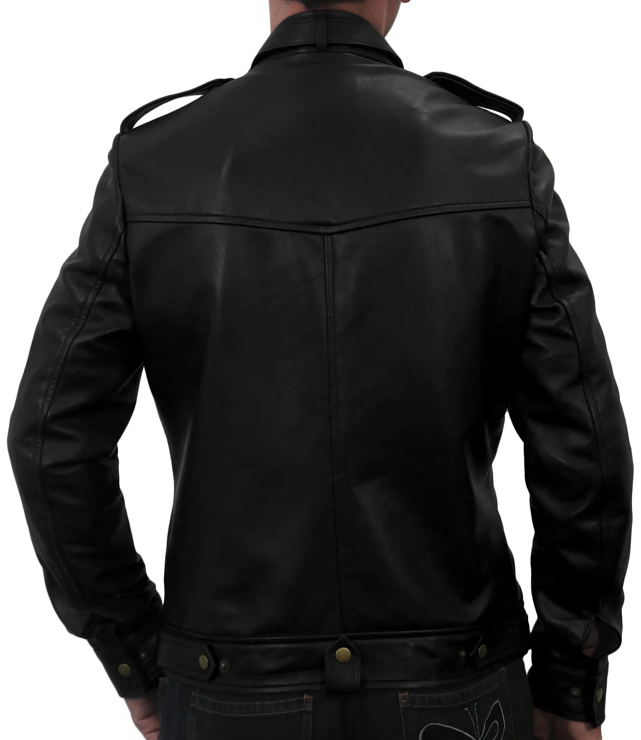 Leather Jackets Hub Mens Genuine Lambskin Leather Jacket (Black, Officer Jacket) - 1501075