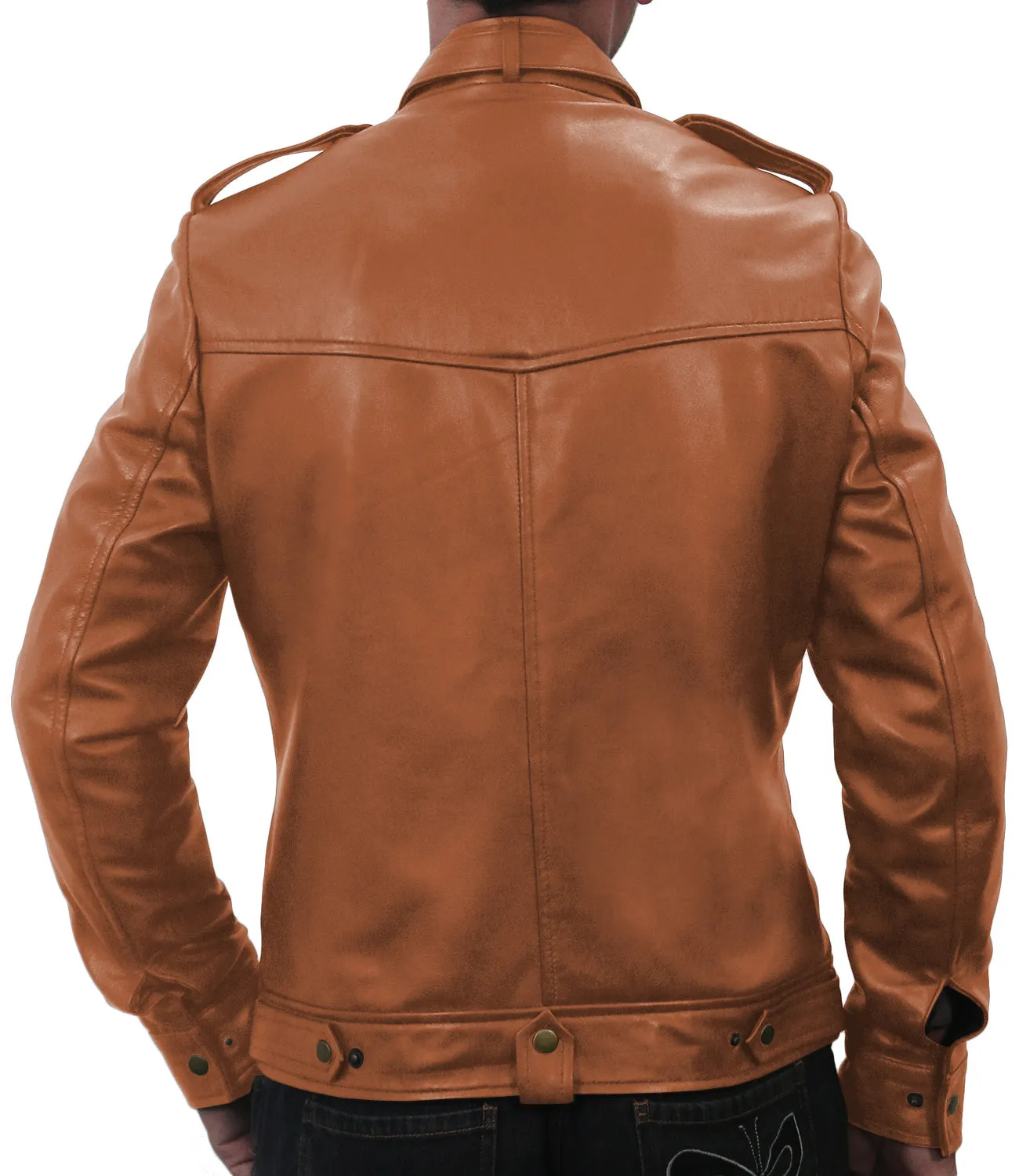 Leather Jackets Hub Mens Genuine Lambskin Leather Jacket (Black, Officer Jacket) - 1501075