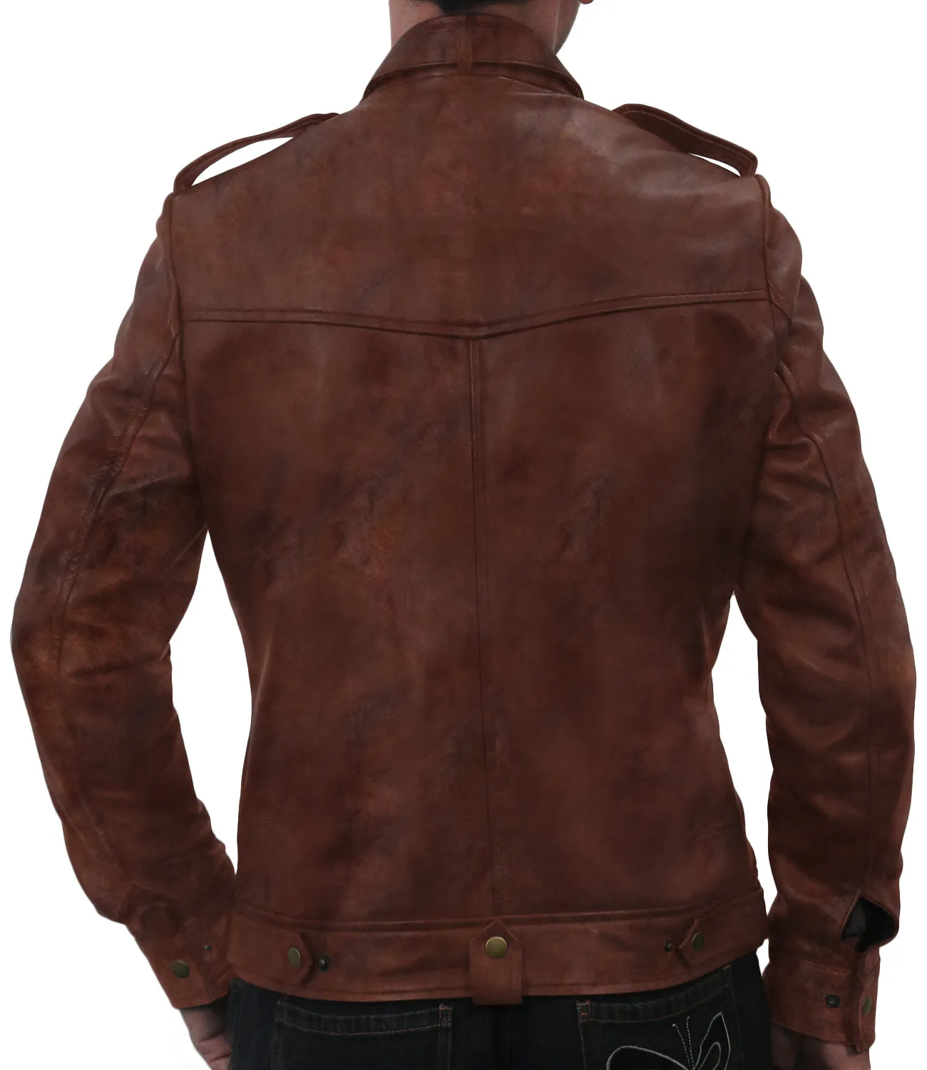 Leather Jackets Hub Mens Genuine Lambskin Leather Jacket (Black, Officer Jacket) - 1501075