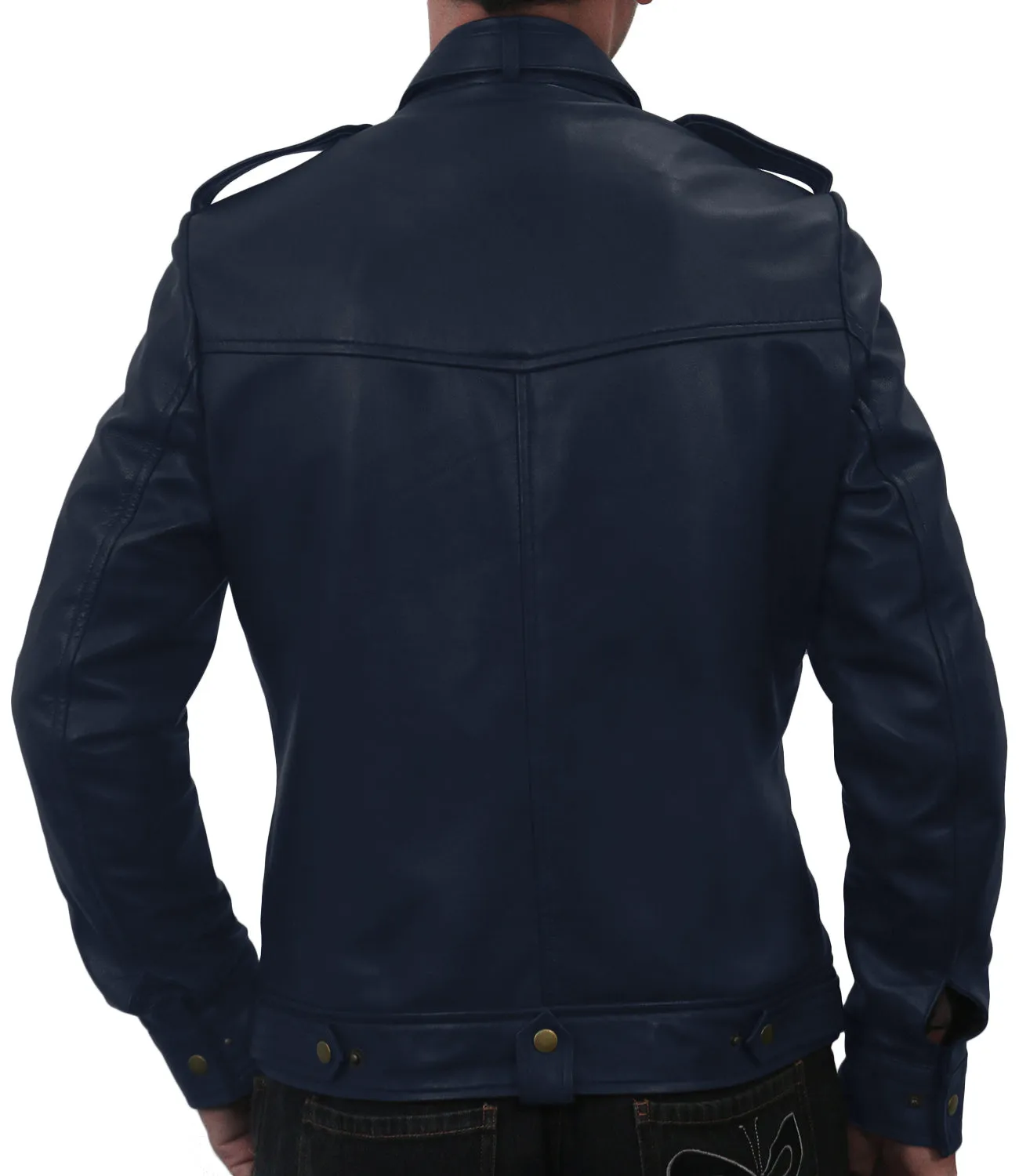 Leather Jackets Hub Mens Genuine Lambskin Leather Jacket (Black, Officer Jacket) - 1501075