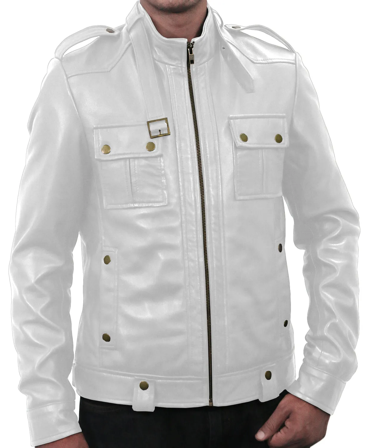 Leather Jackets Hub Mens Genuine Lambskin Leather Jacket (Black, Officer Jacket) - 1501075